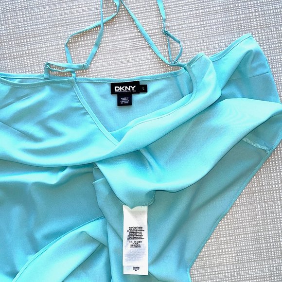 Vintage y2k DKNY Silk Slip Dress Wrap Dress Twist Tie Front With Shirt Dress - Picture 13 of 16